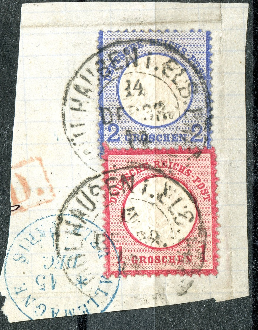 Hufeisenstempel  26-6  "MÜHLHAUSEN I. ELS.BHF." Briefstück Nr. 19 + 20 - Used Stamps