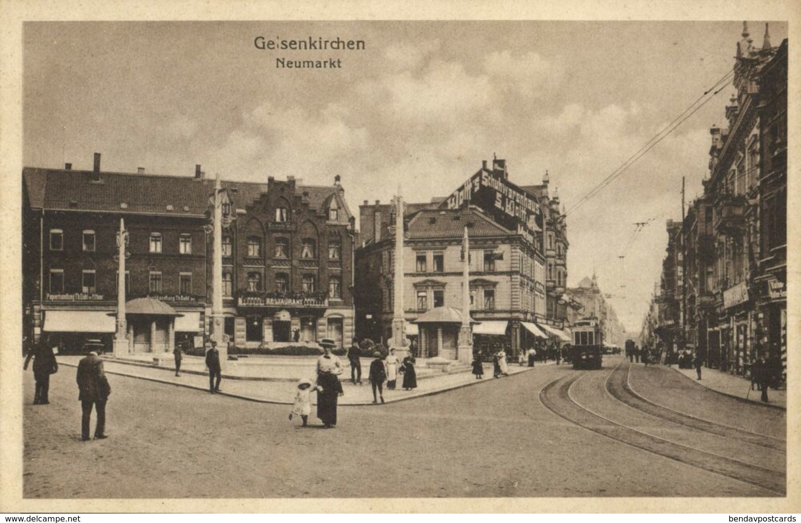 GELSENKIRCHEN, Neumarkt, Strassenbahn (1920s) AK - Gelsenkirchen