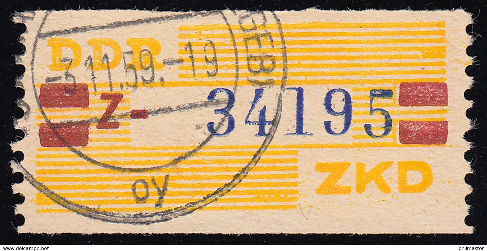 25-Z Dienst-B, Billet Blau Auf Gelb, Gestempelt - Autres & Non Classés