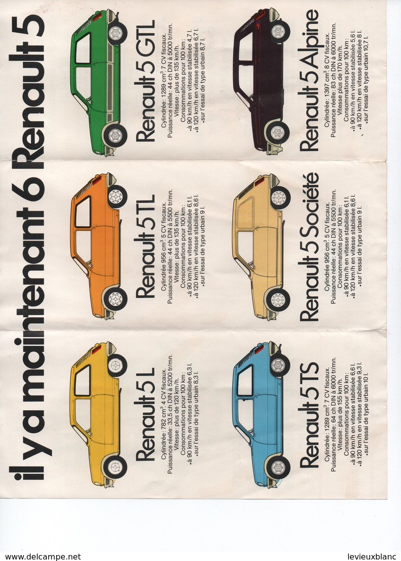 Dépliant Publicitaire à 3 Volets/Floralies Renault 5/Evreux La Madeleine/Il Y A Maintenant 6 Renault 5 /Vers 1976  AC145 - Voitures