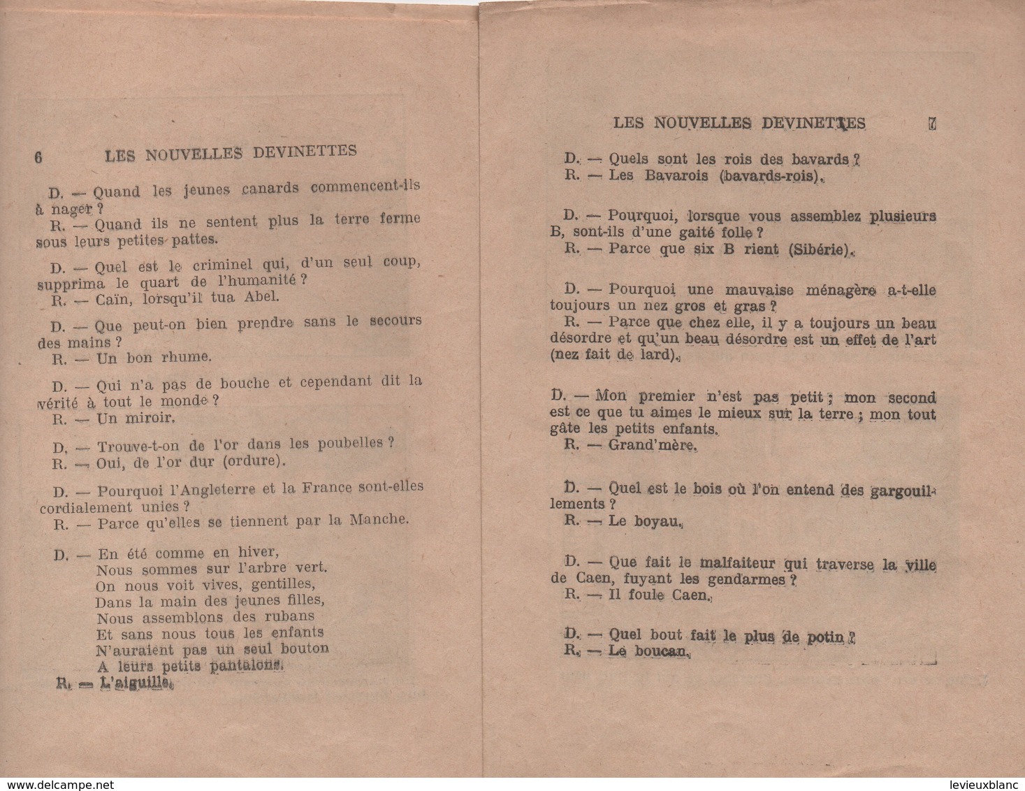 Petit Fascicule De Devinettes/ Les Nouvelles Devinettes Illustrées /Editions Modernes/ Vers 1920  JE231 - Otros & Sin Clasificación
