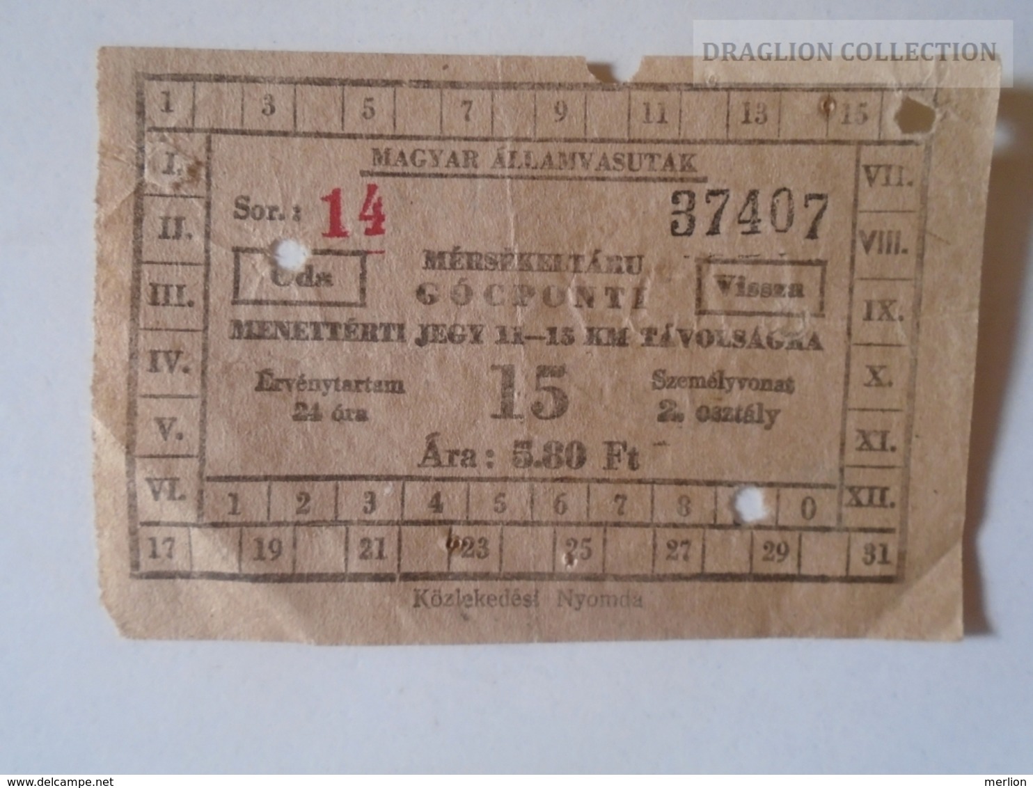 ZA112.17   Railway Ticket Hungary  Békéscsaba   Ca 1950-60 - Autres & Non Classés