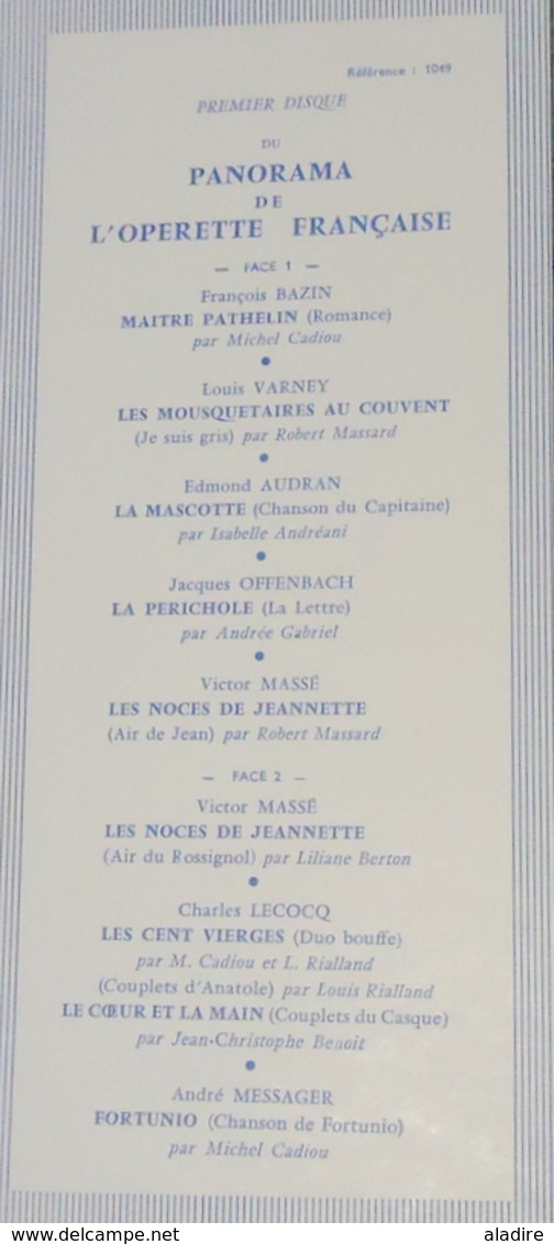 1960 - Panorama De L' OPERETTE Française - 5 Disques Vinyle Dans Coffret Velours Et Livret D'introduction 38 Pages - Oper & Operette