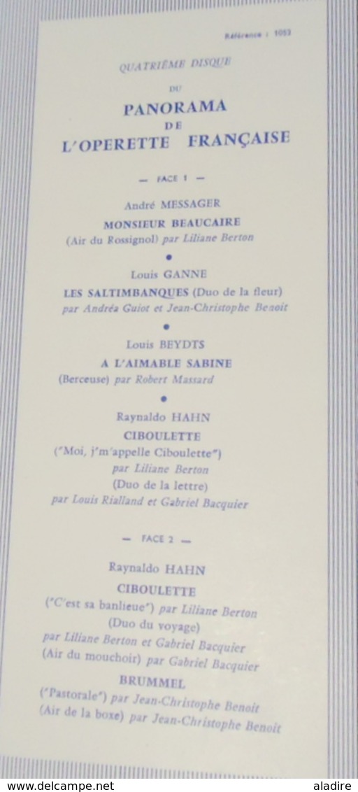 1960 - Panorama de l' OPERETTE française - 5 disques vinyle dans coffret velours et livret d'introduction 38 pages