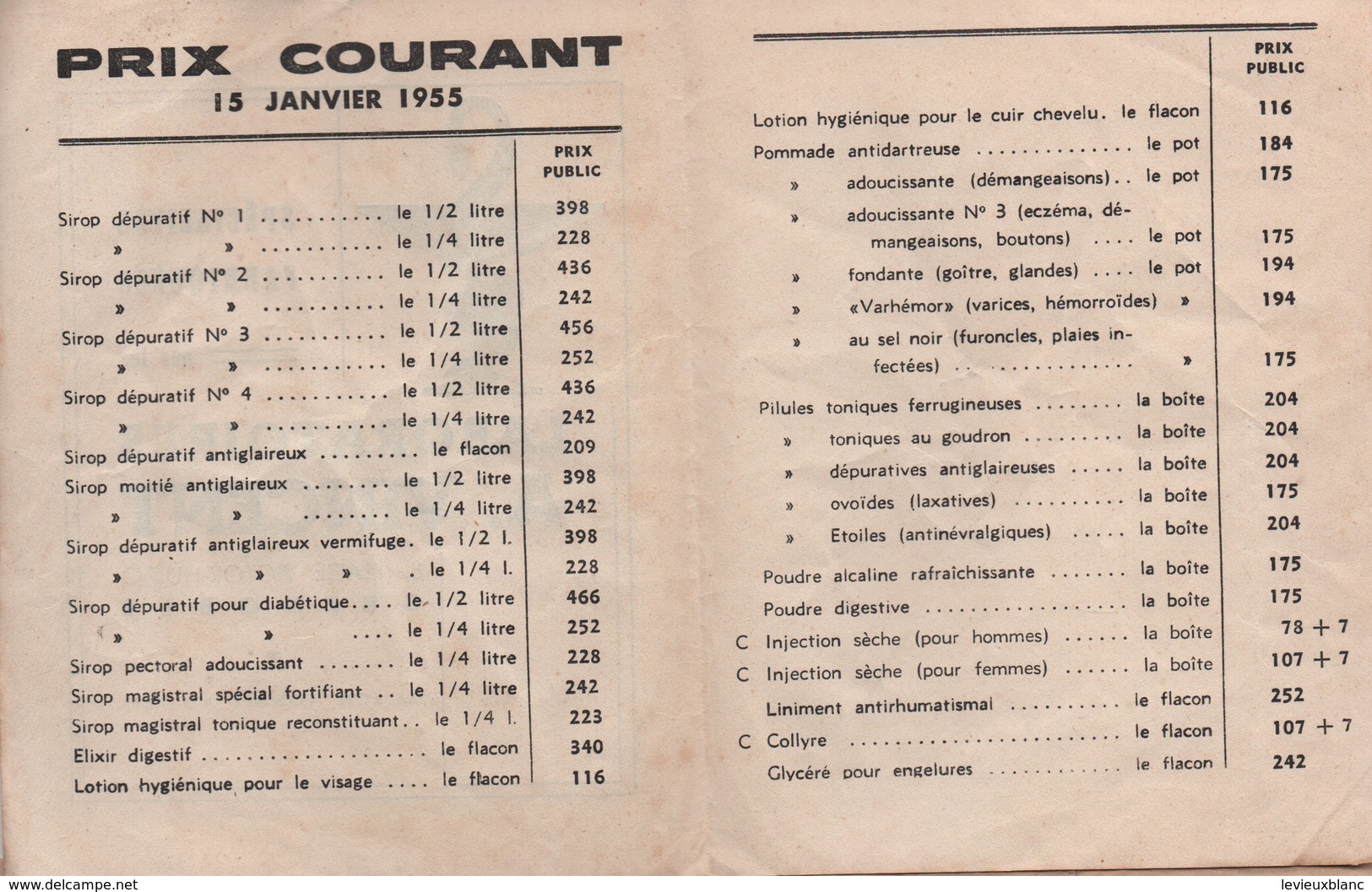 Santé -Hygiène/Pharmacie/Laboratoires A VINCENT / Spécialités Fabriquées/Tarifs /GRENOBLE/  1955         PARF163 - Autres & Non Classés