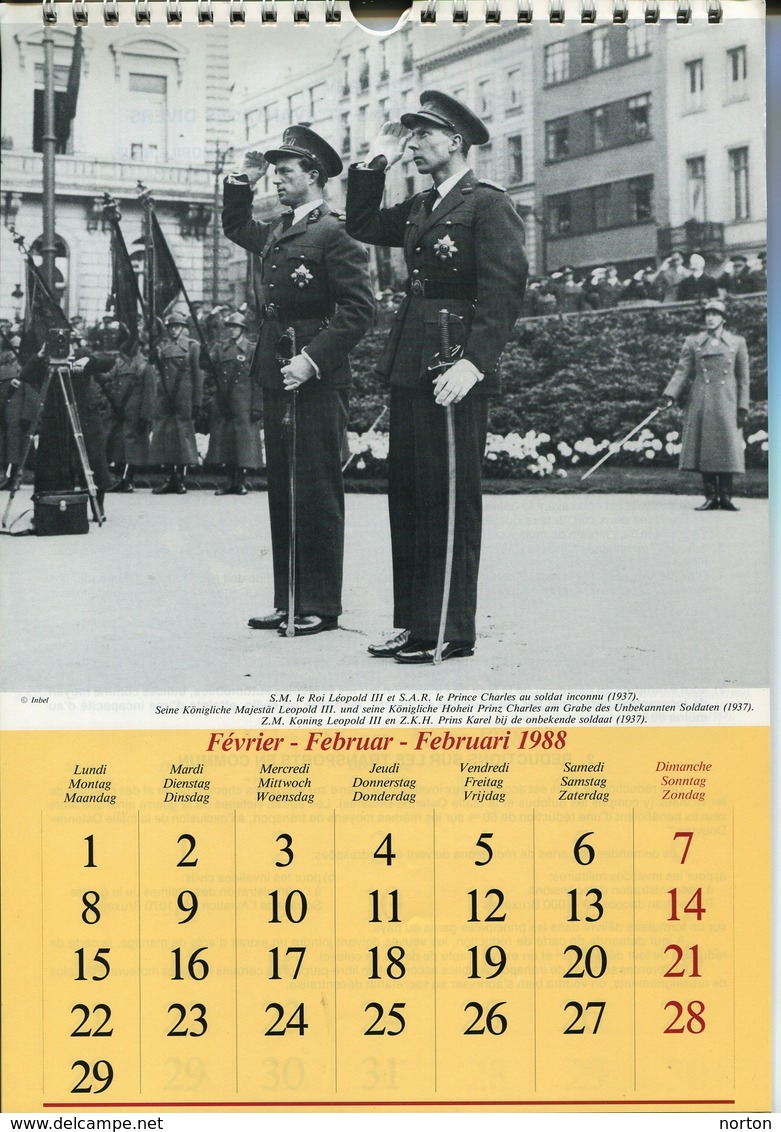 Calendrier 1988 Famille Royale Belge 13 Vues - Grand Format : 1981-90