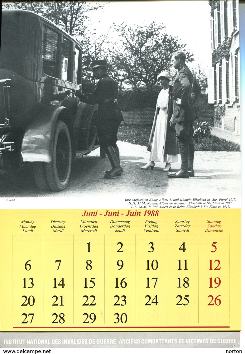 Calendrier 1988 Famille Royale Belge 13 Vues - Tamaño Grande : 1981-90