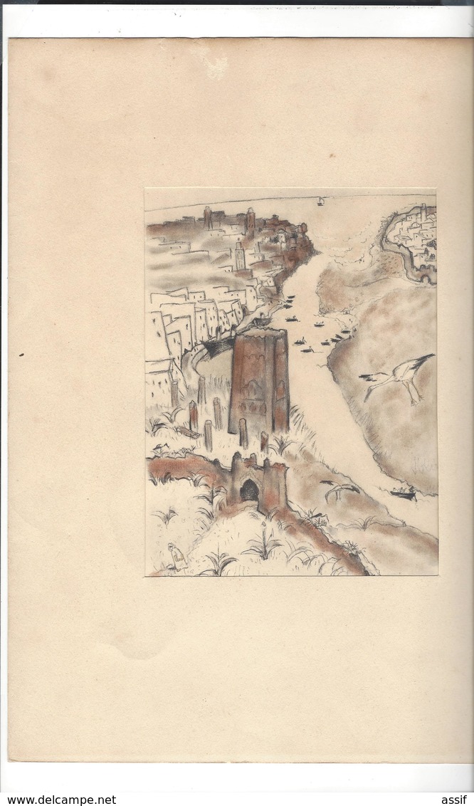 JALABERT EDON Eliane  " RABAT " Lithographie ( Extrait Ouvrage " Itinéraire Au Maroc " 200 Ex. S.d. 1930 ) Env.22,2 X 18 - Lithographies