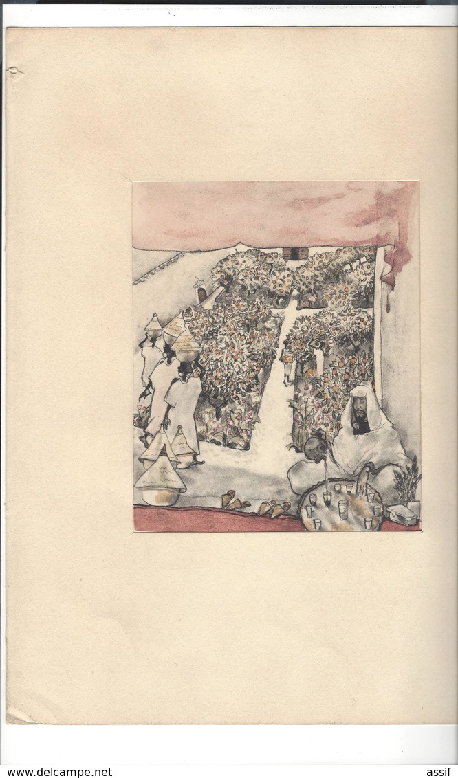 JALABERT EDON Eliane  " Jardin Du Sud  " Lithographie ( Extrait Ouvrage " Itinéraire Au Maroc " 200 Ex. S.d. 1930 ) - Litografia