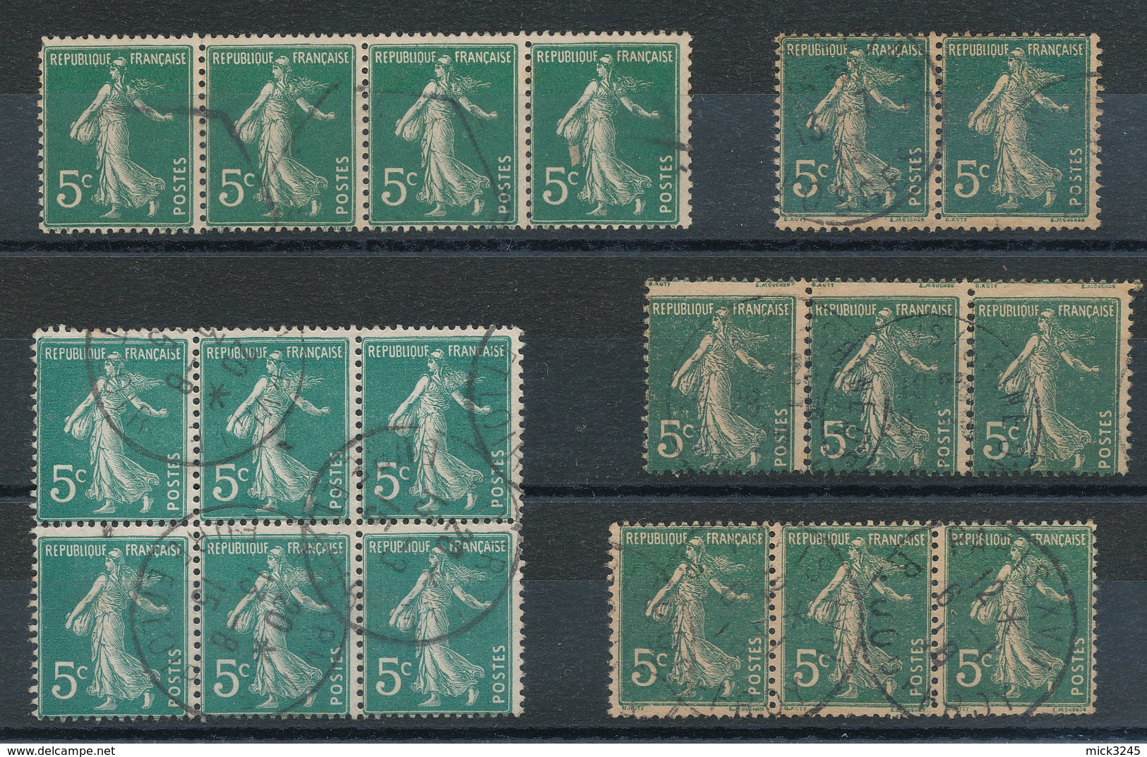 137 Semeuse 5c Vert - Lot De 18 Timbres (o) - 1906-38 Sower - Cameo