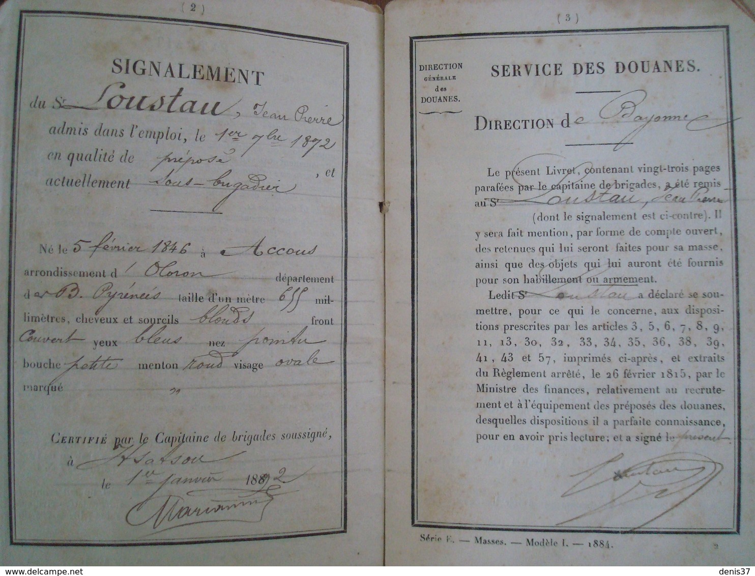 Livrets Service Des Douanes 1872 Et 1908. - Documents