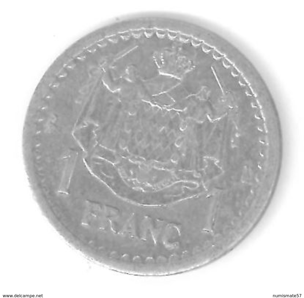 MONACO - 1 FRANC Aluminium - LOUIS II - ( 1943 ) - 1922-1949 Louis II