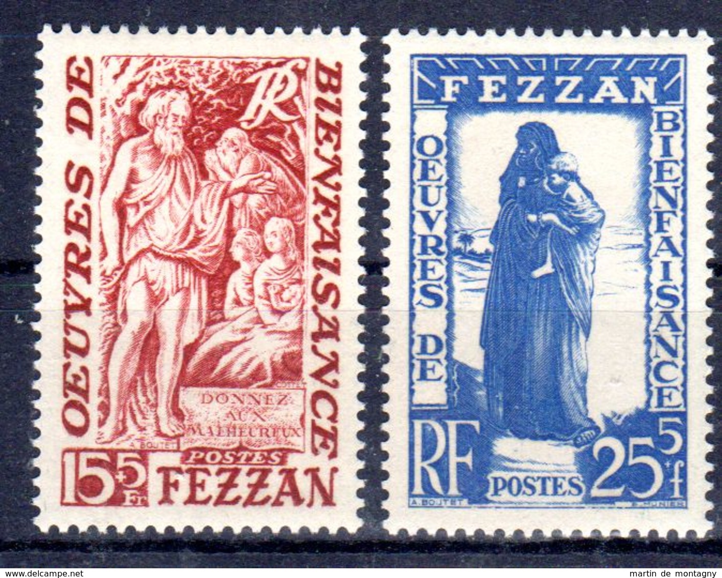 30.7.1951; Libye - Fezzan - Bienfaisance; YT No.  54 + 55 / Micheö 58+59;  Neuf **, Lot 50352 - Neufs