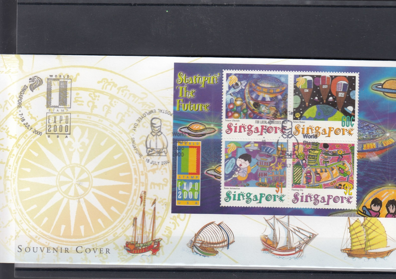 Singapur Michel Cat.No. Sheet 76 Souvenir Cover Special Expo Cls Usa 2000 (8) - Singapur (1959-...)