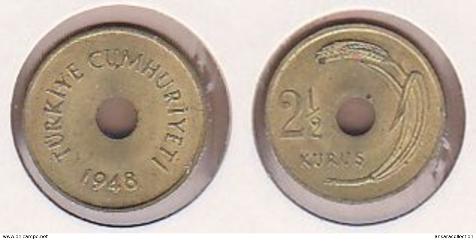 AC - TURKEY  2.5 KURUS 1948 BRASS COIN KM # 885 UNCIRCULATED - Non Classés
