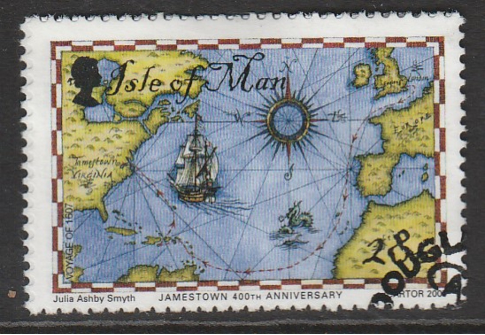 Isle Of Man 2007 The 400th Anniversary Of Jameston, Virginia 28 P Multicolored SW 1370 O Used - Isle Of Man