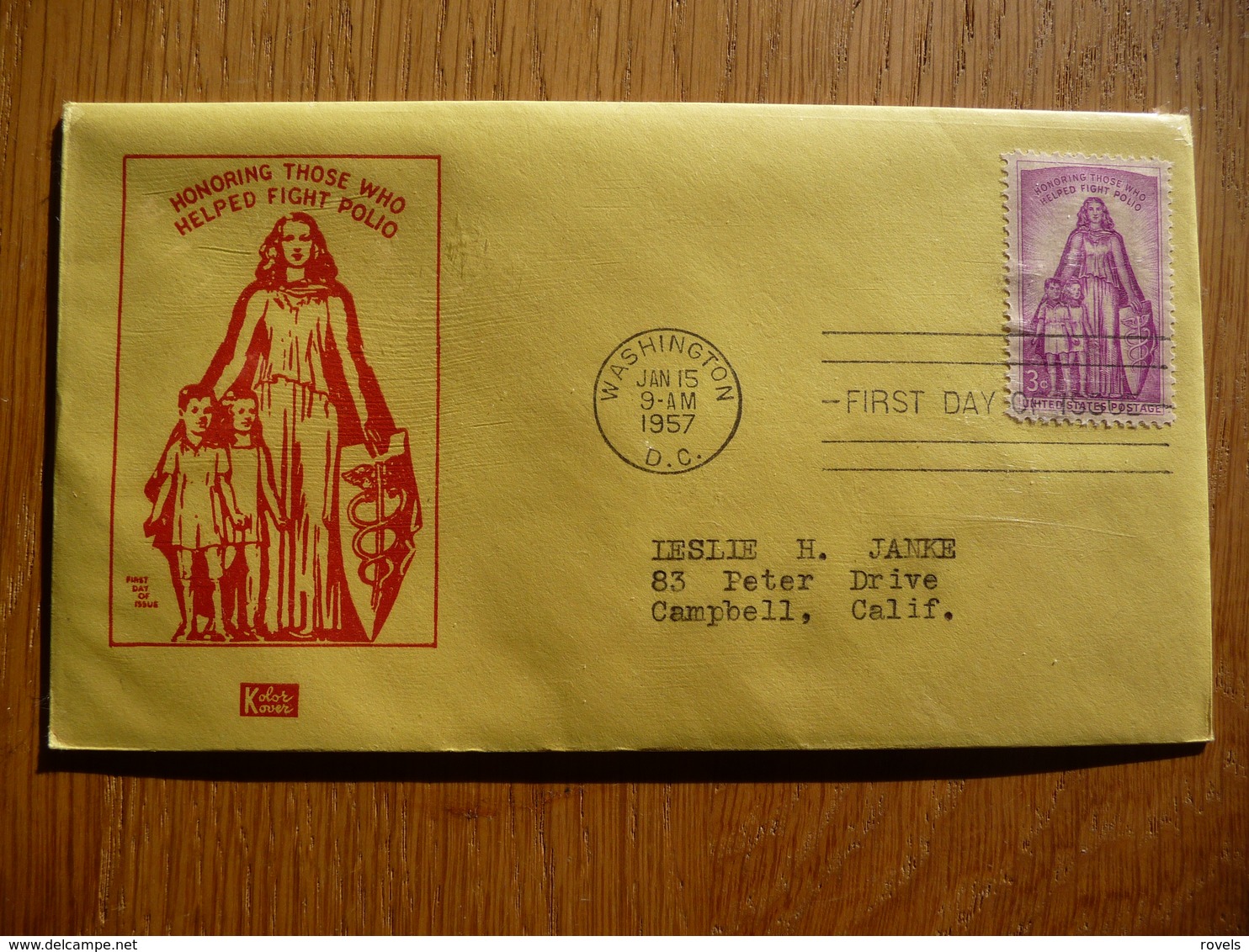USA UNITED STATES FDC HONORING THOSE WHO HELPED FIGHT POLIO 15-01-1957 - 1951-1960