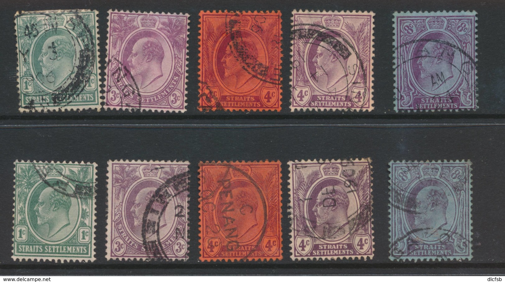 STRAITS SETTLEMENTS, 1904 1c,3c,4c,4c,8c (chalky And Ord Paper) Wmk Mult. CA VFU - Straits Settlements