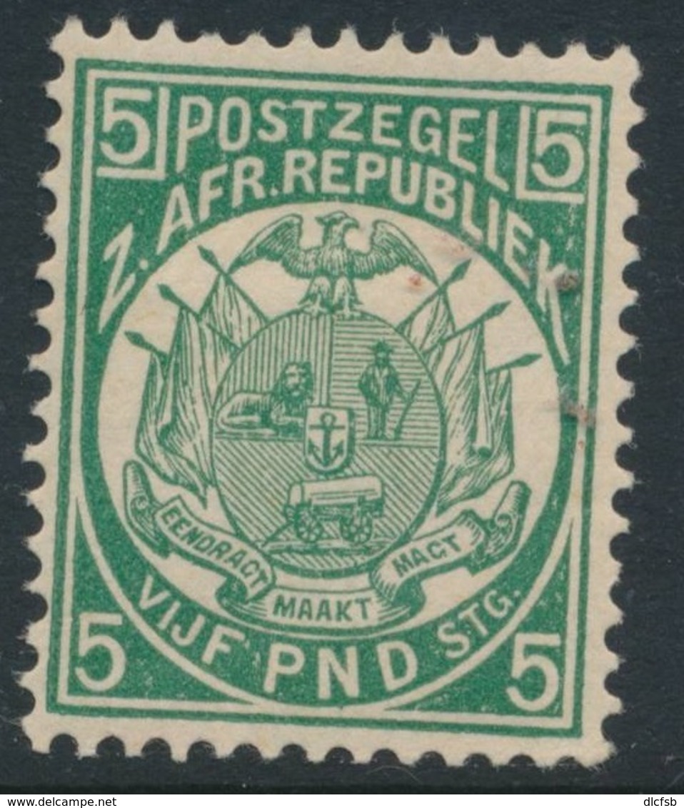 TRANSVAAL, 1885 £5 Green, Reprint Very Fine MM, SG187 - Transvaal (1870-1909)