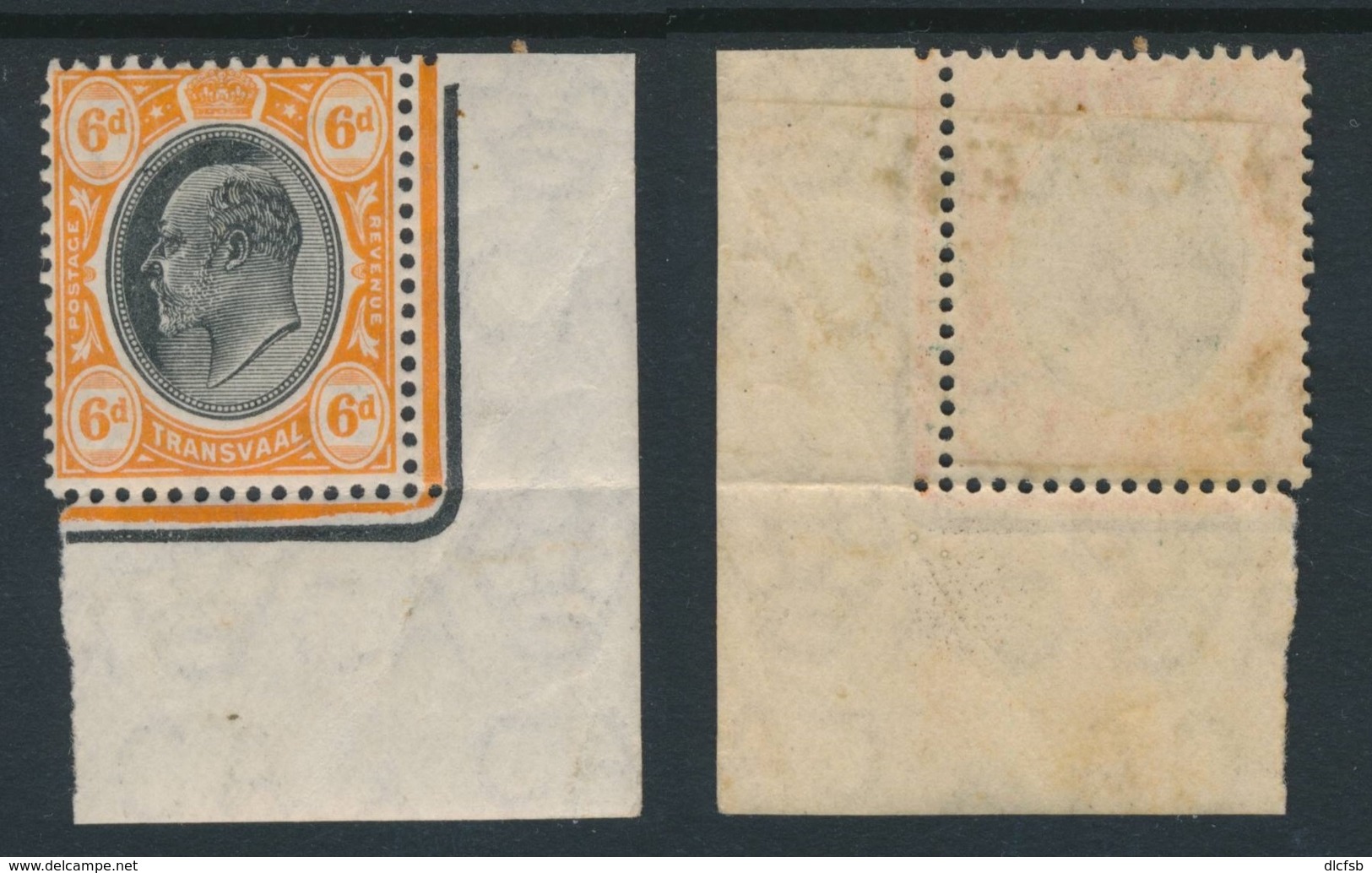 TRANSVAAL, 1904 6d Ordinary Paper, (wmk Mult. CA) Corner Piece Very Fine MM, SG2 - Transvaal (1870-1909)