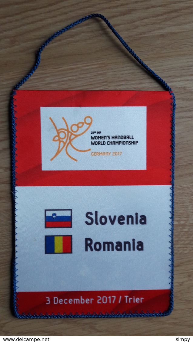 Pennant Women's Handball World Championship Slovenia : Romania 3.12.2017 15x21cm - Handbal