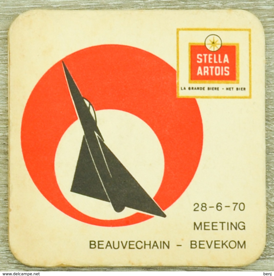 Sous-bock STELLA ARTOIS 1970 Meeting Beauvechain Bevekom Avion Militaire Bierdeckel Beermat Bierviltje (CX) - Sous-bocks