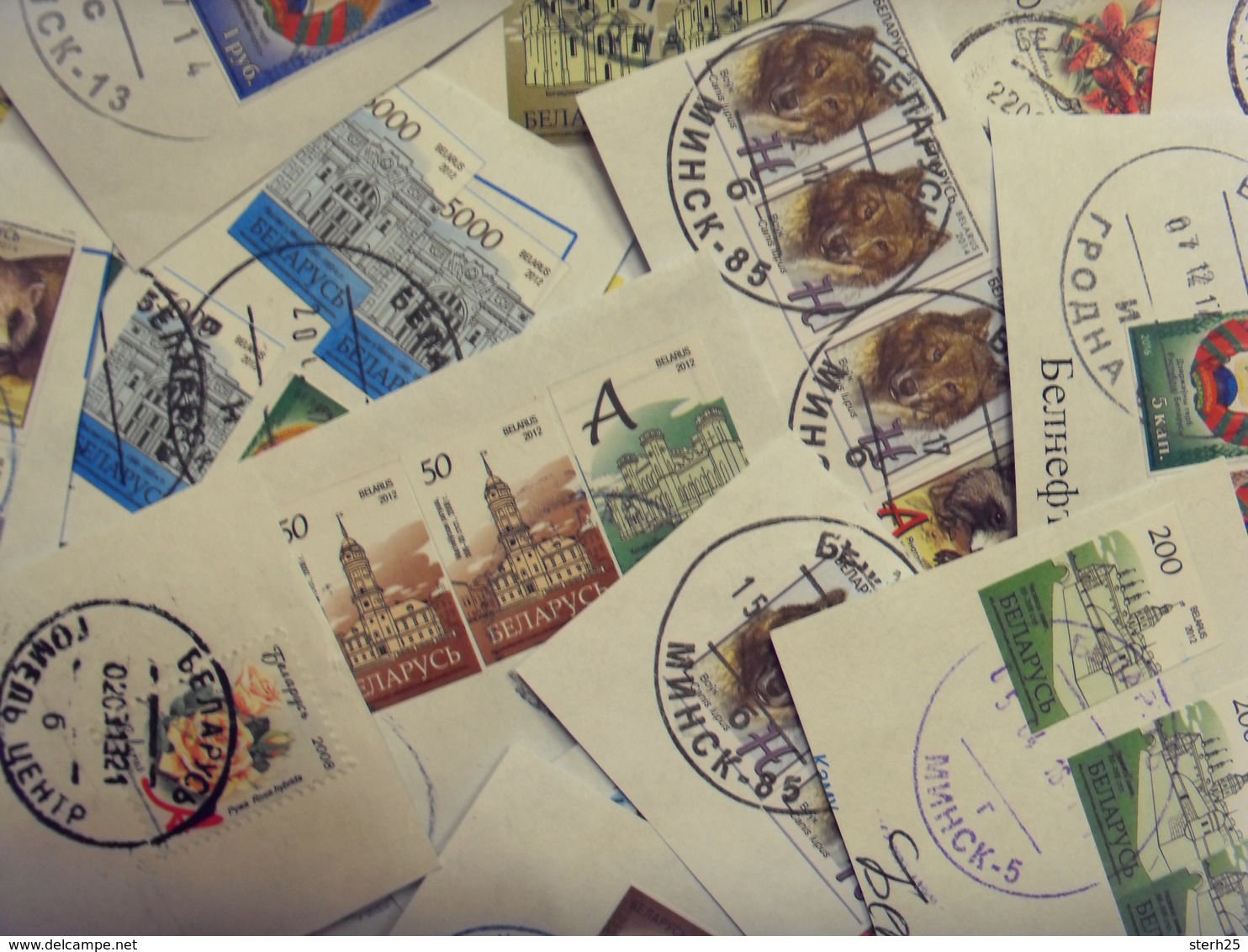 I Do Not Accept Pay Pal Belarus 1000 Stamps Fragments Of Letters Full Of Postmark Variety Of Stamps And Postmarks - Kilowaar (min. 1000 Zegels)