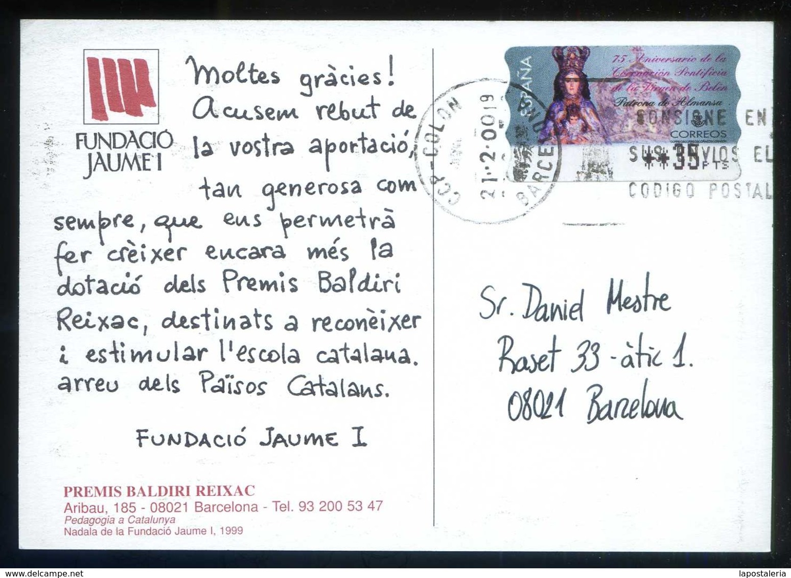 Barcelona *Fundació Jaume I - Premis Baldiri Rexach* Lote 19+1 diferentes. Circuladas varios años.
