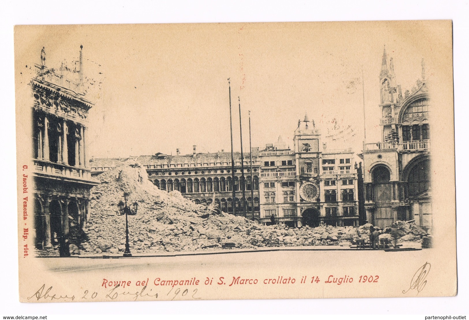 Cartolina - Postcard / Viaggiata - Sent / Rovine Del Campanile Di S. Marco Crollato Il 14/07/1902 - Venezia