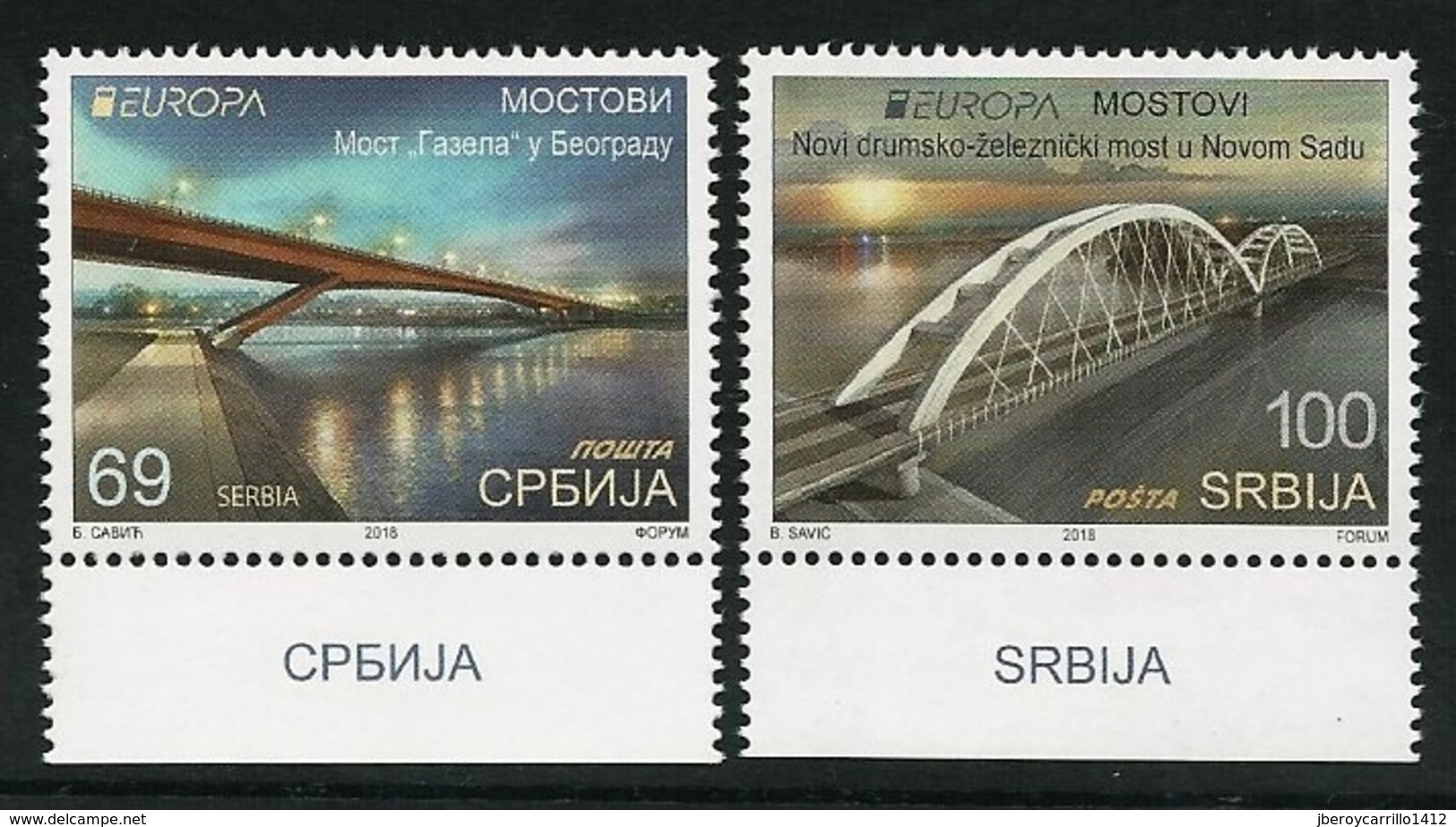 SERBIA/ SERBIEN/ SRBIJA -EUROPA 2018 -"PUENTES.- BRIDGES - BRÜCKEN - PONTS" - SERIE De 2 V. - 2018