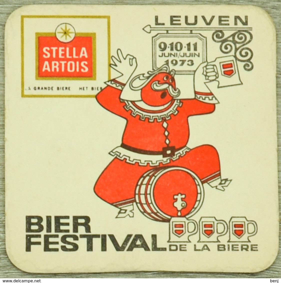 Sous-bock STELLA ARTOIS Bier Festival De La Bière LEUVEN LOUVAIN 1973 Bierdeckel Beermat Bierviltje (CX) - Sous-bocks