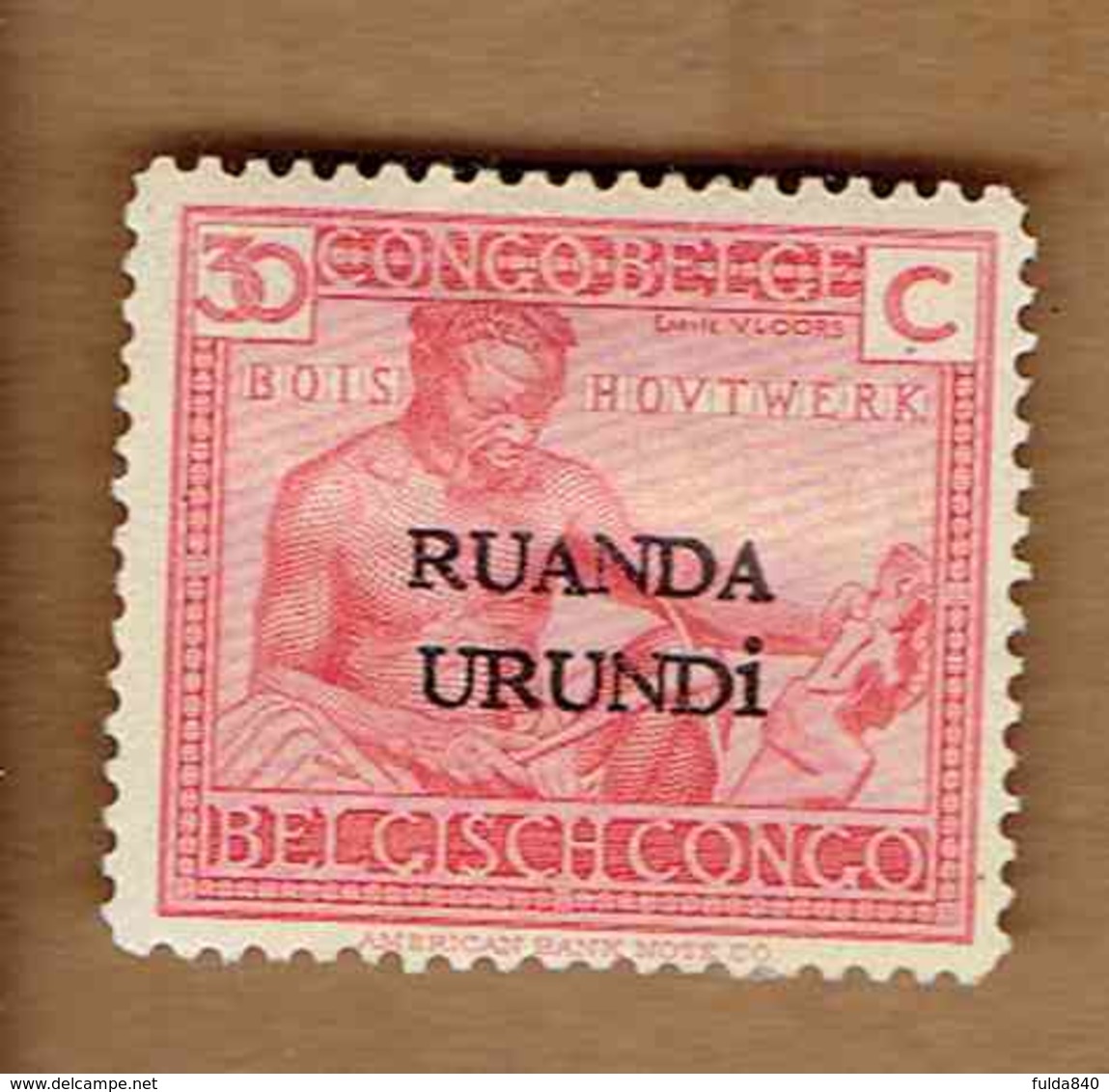 RUANDA-URUNDI.  (COB-OBP) 1924 - N°55 . *TIMBRES DU CONGO BELGE SURCHARGES RUANDA-URUNDI *  30c - Neuf (Point Noir) - Oblitérés