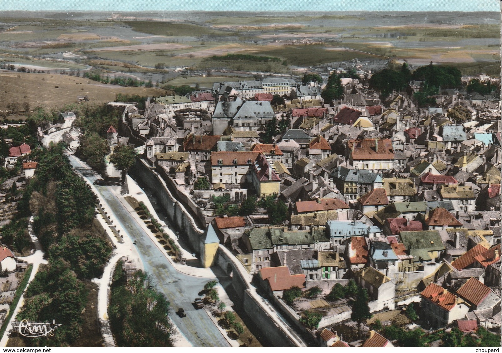 52 - CARTE POSTALE SEMI MODERNE DENTELEE   DE LANGRES    VUE AERIENNE - Langres