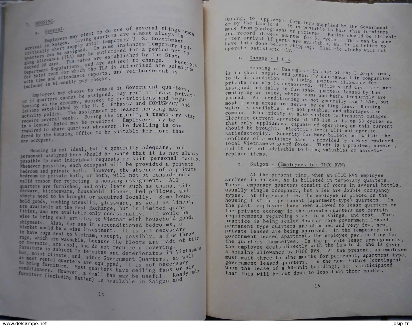 SUD-VIETNAM- U.S. NAVY- Livret STATEMENT OF LIVING AND WORKING CONDITIONS OF CIVILIAN EMPLOYEES - Forces Armées Américaines