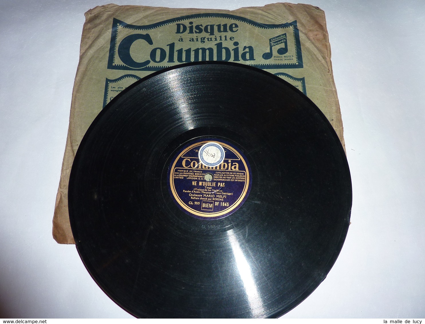 Disque 78 T Gramophone Phonographe Columbia - Mario Melfi N° DF 1845 - 78 G - Dischi Per Fonografi