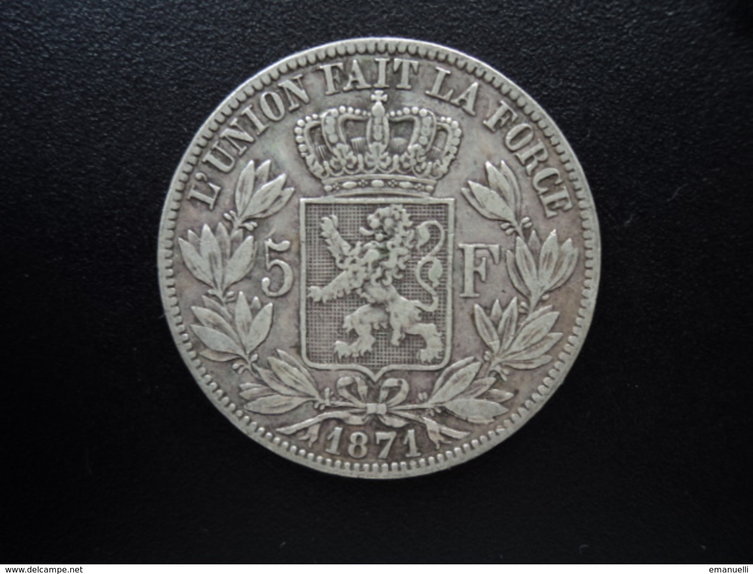 BELGIQUE : 5 FRANCS   1871  Tranche B *   KM 24    TTB - 5 Francs