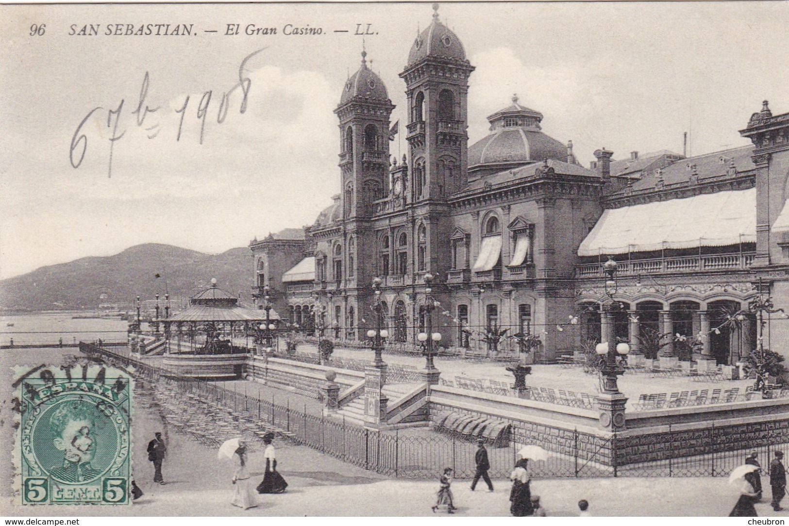 ESPAGNE.  SAN SEBASTIAN. CPA. EL GRAN CASINO. ANNÉE 1908 - Guipúzcoa (San Sebastián)