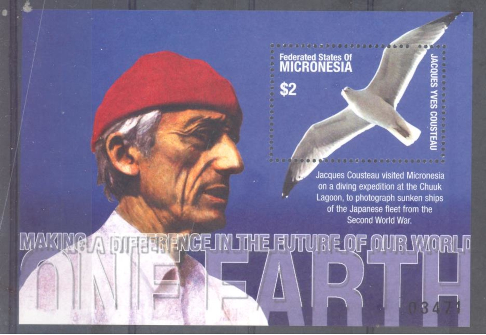 Micronesia   Michel #  Block 81 **  Jacques Cousteau - Micronesia