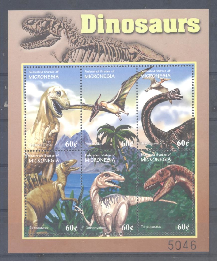 Micronesia   Michel #   1196 - 1201  **  Kleinbogen  Prähistorische Tiere - Micronesia