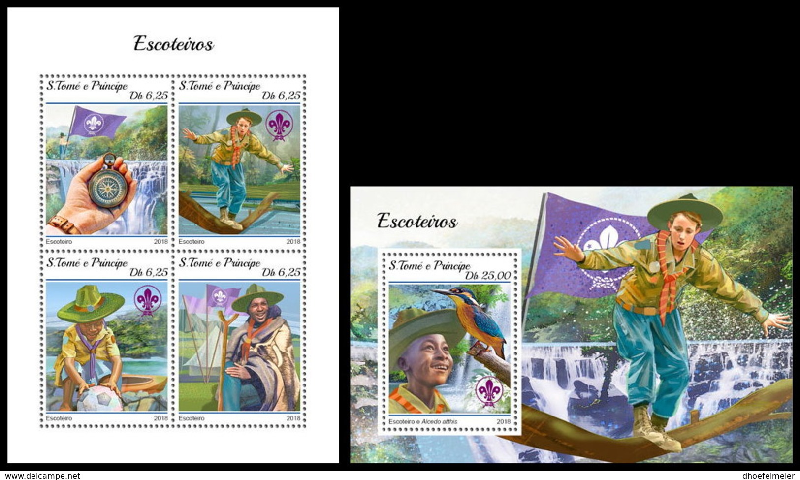 SAO TOME 2018 **MNH SMALL Scouts Pfadfinder M/S+S/S - OFFICIAL ISSUE - DH1845 - Nuevos