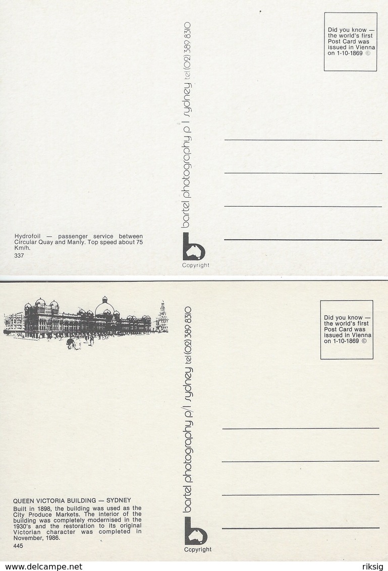 Sydney Australia. 2 Cards.  B-3324 - Sydney