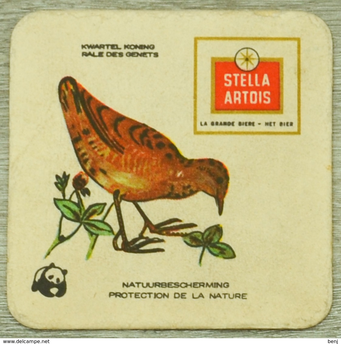 Sous-bock STELLA ARTOIS Protection De La Nature Natuurberscherming Kwartel Koning Rale Des Genêts Oiseau Bierviltje (CX) - Sous-bocks