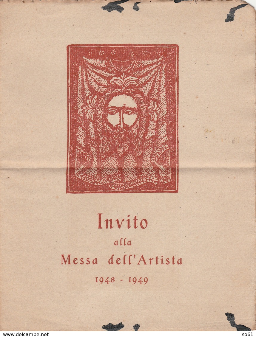 7772 Eb.   Invito Alla Messa Dell' Artista 1948 - 1949  Presso Chiesa S. Rocco Torino - Programmi