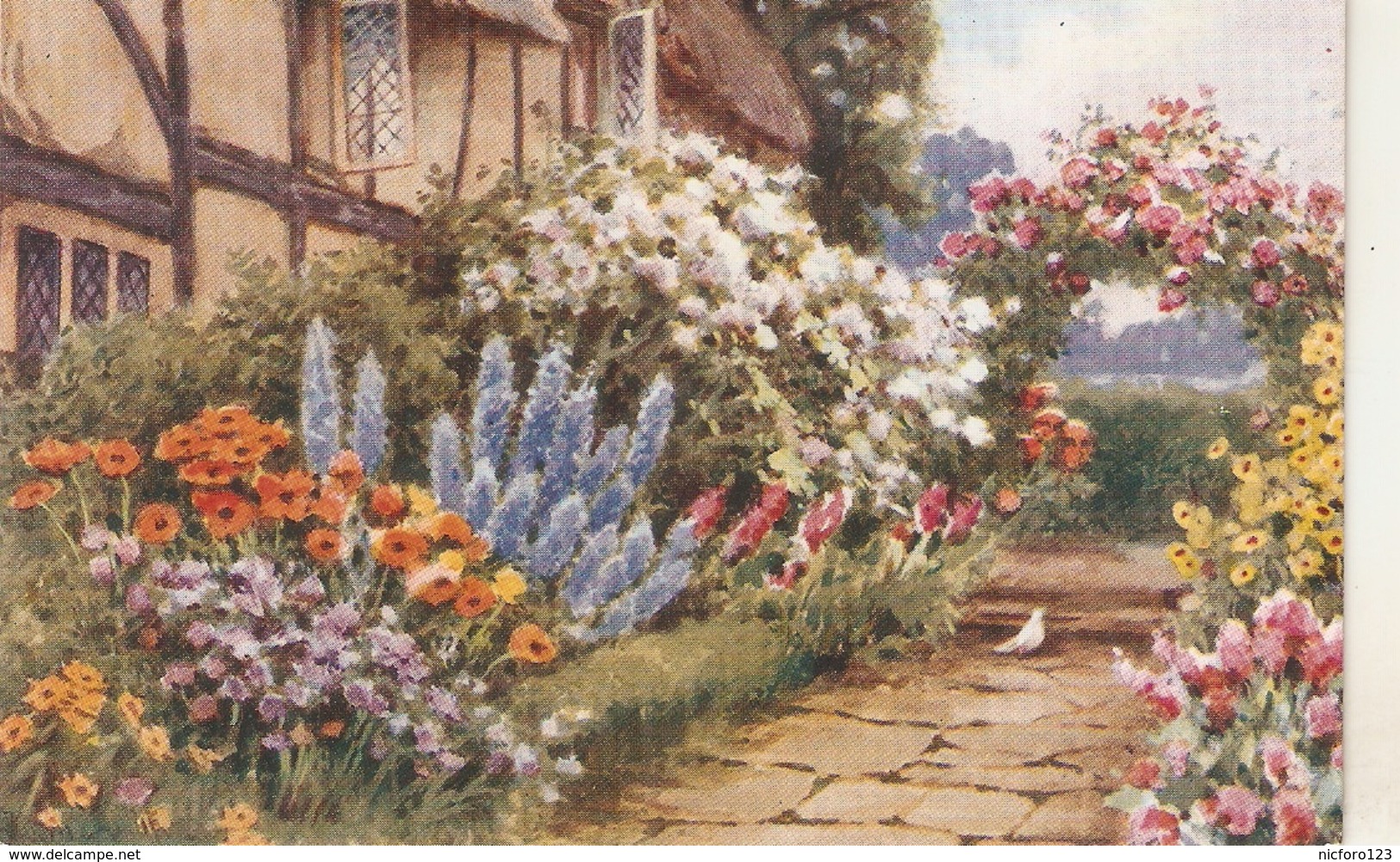"Cottage Gardens" Tuck Oilette PC # 5300 - Tuck, Raphael
