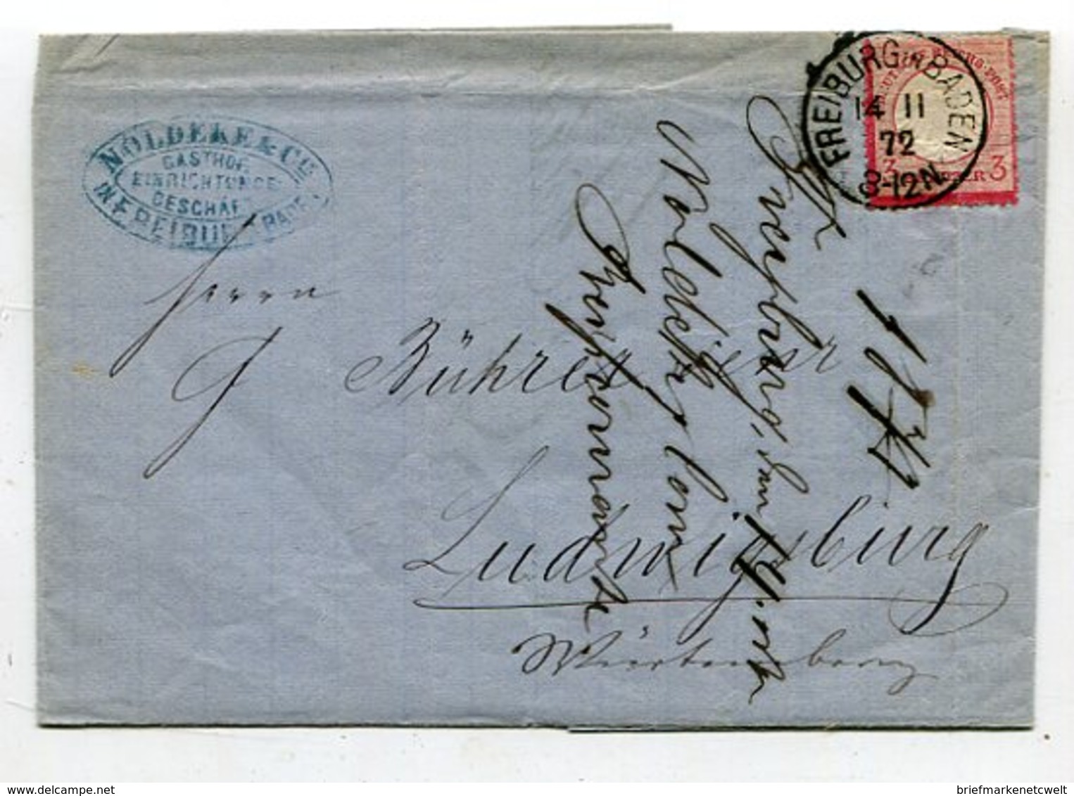 Deutsches Reich / 1872 / Mi. 9 EF A. Brief K1-Stempel Freiburg (26238) - Storia Postale