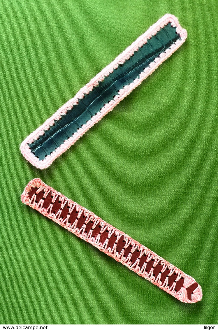Lot Of 2 Handcraft Leather Knitted Book Markers Bookmarks - Lesezeichen