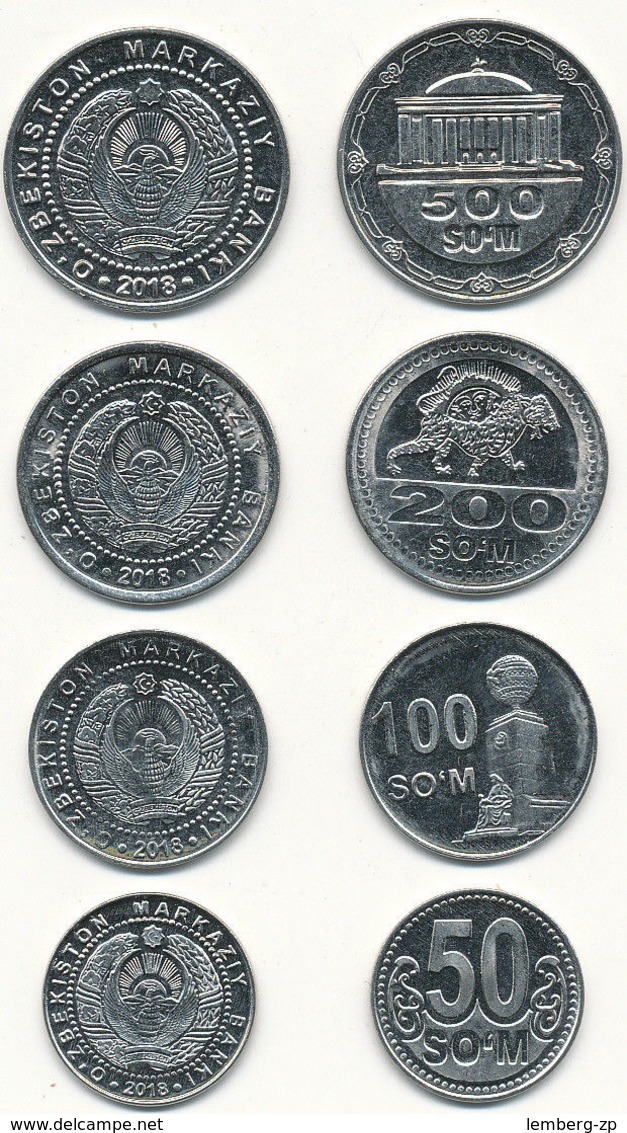 Uzbekistan - Set 4 Coins 50 100 200 500 Som 2018 UNC Lemberg-Zp - Uzbekistan