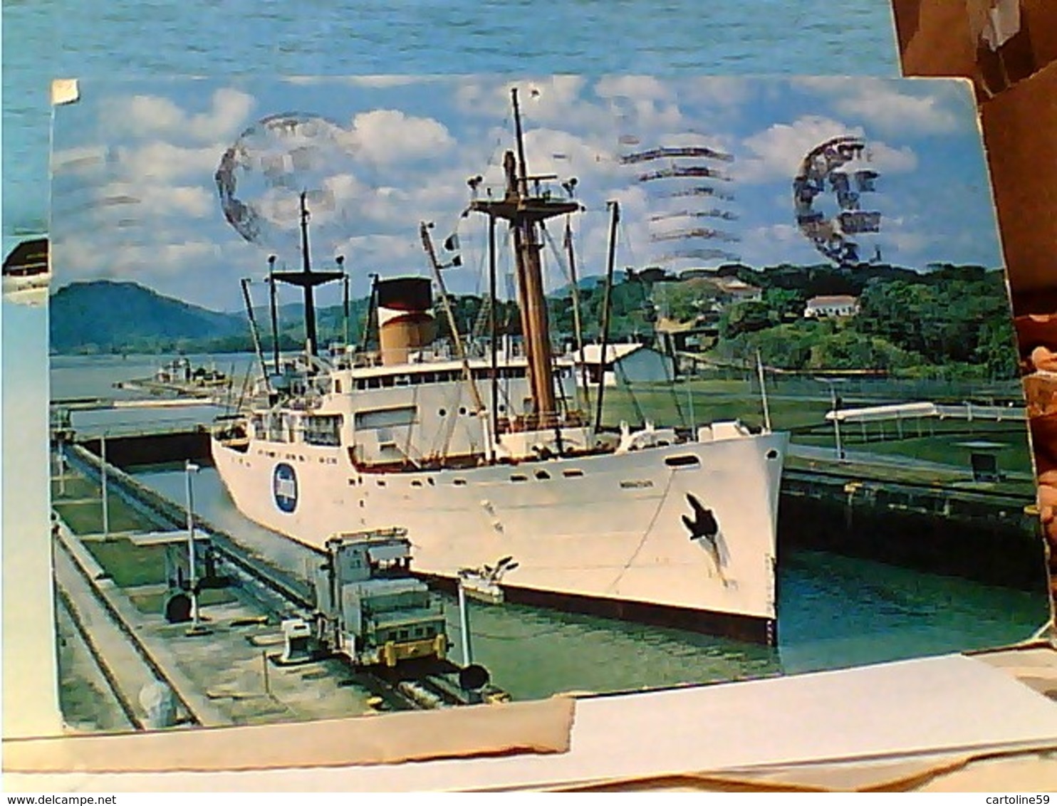 PANAMA BARCO NAVE SHIP CARGO FRUTTA FRUIT  CHIQUITA  MORAZAN STAMP SELO TIMBRE 25 CCANALZONE Air Mail  VB1970 GX5534 - Panama