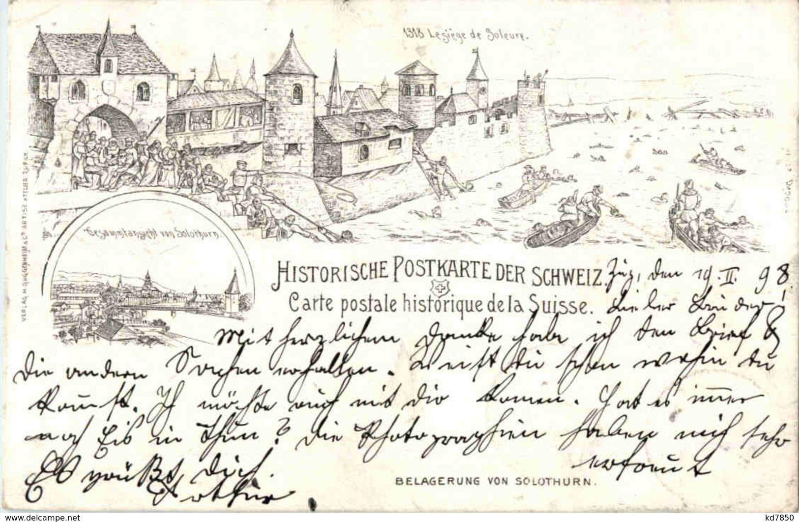 Historische Postkarte Aus Der Schweiz - Belagerung Von Solothurn - Litho - Sonstige & Ohne Zuordnung