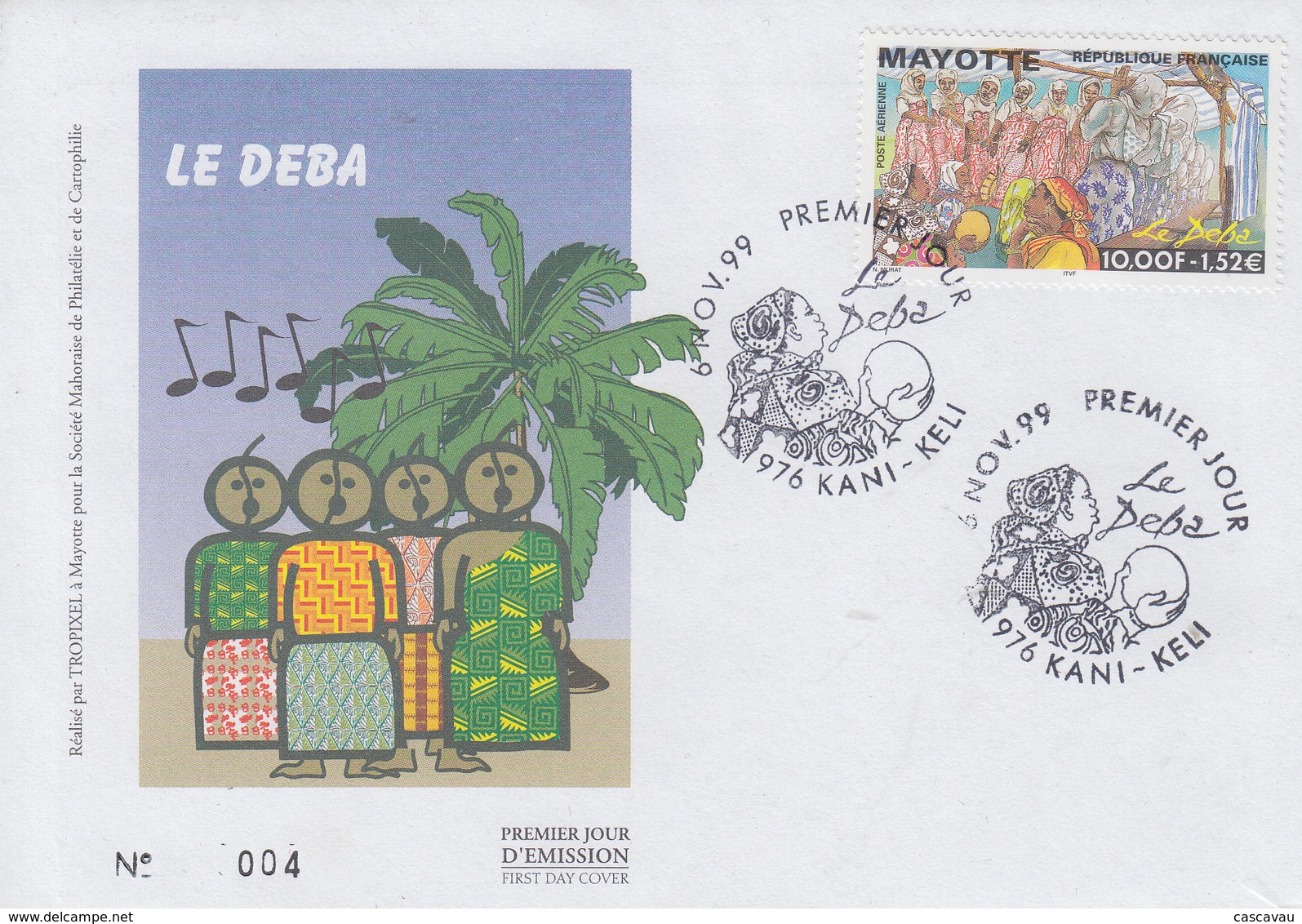 Enveloppe  FDC  1er  Jour    MAYOTTE     LE  DEBA    1999 - Sonstige & Ohne Zuordnung